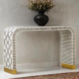 Mesa con Incrustaciones de Hueso de ILAHI, Diseño Moderno con Detalles de Ágata, Almacenamiento Portátil, Muebles para el Hogar - Product Image 3