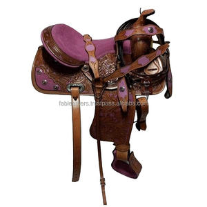 Diseño único Vintage Western Barrel Racing Saddle Pleasure Trail Adult Horse Saddle Western Trail Horse Saddle con multicolor - Product Image 1