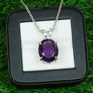 Pendentif en améthyste, collier en argent sterling 925, bijoux en pierres précieuses naturelles, cadeau élégant pour femmes, vente en gros - Product Image 1