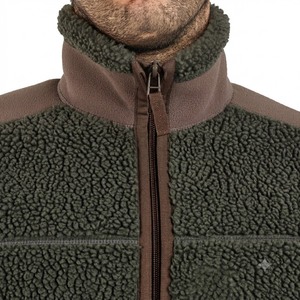 Men's Winter <b>Fleece</b> <b>Jacket</b> Solid Color Stand Collar Zipper Closure Windproof Casual Outdoor Wear Thick Polyester Sherpa <b>Lining</b> - Product Image 5