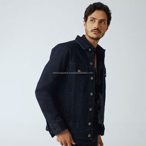 Nardon Apparel Vestes en jean grande taille pour hommes Col tournant Fermeture triple boutonnage 100% coton Style vintage Vestes de rue d'hiver - Product Image 4