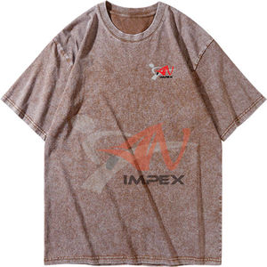 Camisetas Casuales de Manga Corta para Hombre, 100% Algodón, Lavado Ácido, con Logotipo Personalizado Bordado, Estampado en Blanco, Estilo Urbano, en Stock - Product Image 5