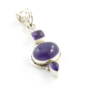 Natural Amethyst 925 Sterling Silver Pendant Handmade Purple Gemstone Jewelry Vintage Statement Necklace Accessory for Women - Product Image 4