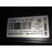 مصباح أمامي LED أيسر (LH) مستعمل أصلي 9807241780 لسيارة 508 موديلات 2010-2018