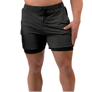 Men's Solid Color Quick Dry <b>Spandex</b> Polyester <b>Shorts</b> <b>With</b> Drawstring Waist And Pockets Casual Sport <b>Short</b> - Product Image 5