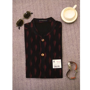 Chemise de bureau pour homme, bleu marine, en coton imprimé, motif plume, manches longues, tenue décontractée, provenant d'un fournisseur indien - Product Image 5