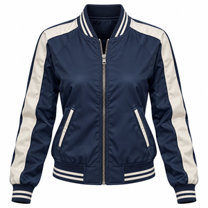 Veste bomber personnalisée avec logo brodé pour femmes, en polaire de laine respirante, design uni, hiver, prix de gros bon marché - Product Image 1