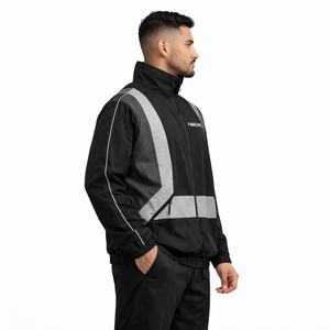 Chaqueta cortavientos impermeable de diseño personalizado al por mayor para hombre, con cremallera, reflectante, a prueba de viento, para exteriores. - Product Image 4