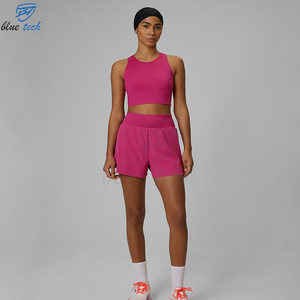 Conjunto Deportivo Atlético para Mujer Tallas Grandes, Top Corto Transpirable, Pantalones Cortos de Gimnasio, Ropa de Fitness y Yoga, Logotipo Personalizado en la Parte Delantera, Ropa Deportiva - Product Image 1