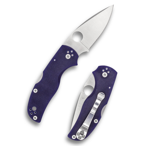 Couteaux pliants professionnels de poche avec poignée ergonomique violette, lame en acier inoxydable tranchante, trou d'ouverture au pouce et métal - Product Image 1