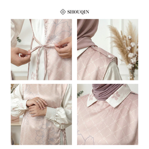 Shouqin Kezia Vestido Gamis Musulmán para Mujer, Satén de Seda, Elegante Estampado Floral, Conjunto Exterior, Abaya Modesta, Tallas XS-XXL, Venta al por Mayor - Product Image 2