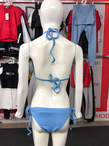 Ensemble de bikini texturé tendance pour femme, design personnalisé, respirant, côtelé, deux pièces, haut et bas, maillot de bain avec string en V sur le devant, vente en gros - Product Image 3