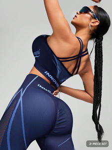 Wholesale Famous Brand Solid Breathable <b>Yoga</b> <b>Pilates</b> Stretch Seamless Ribbed Mid Front Eco-Friendly Spandex Crew Neck Shorts - Product Image 2