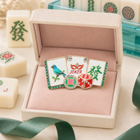 NOUVEAU Broche de luxe américaine Mahjong en émail et strass, motif Joker, oiseau, tuile Fa, dés, accessoire de revers, cadeau pour le divertissement