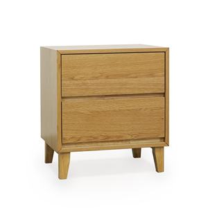 Mesa de Noche de Madera de Caucho con 2 Cajones, Mesa Auxiliar Minimalista de Madera, Fábrica OEM/ODM Vietnam - Product Image 1