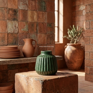 Ficio M Green Wash Terracotta Clay Bud Vase, Mini pot en terre cuite artisanal, Urne décorative en céramique pour table, Vases en gros - Product Image 6