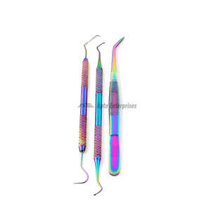 ชุดอุปกรณ์ทำความสะอาดฟันสแตนเลสแบบแมนนวลหลากสีรุ้ง 4 ชิ้น ชุดเครื่องมือพื้นฐาน ได้รับการรับรองมาตรฐาน CE รับประกัน 1 ปี Apto - Product Image 3