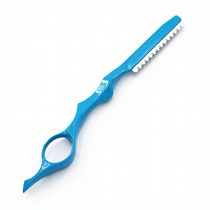 Tijeras de Entresacar IKZARSA Azules con Hoja de Acero al Carbono, 29 Dientes, Diseño de Mango Largo para Diestros, para Barberos y Uso en Salones - Product Image 1