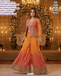 ผ้าคลุมไหล่แบบดั้งเดิม Aabha Pastel Grace Bhandhani สำหรับงานปาร์ตี้และงานแต่งงาน ความยาวคลุมถึงพื้น - Product Image 3