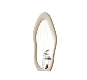 Espejo de pie irregular de cuerpo entero con marco de madera, espejo de tocador de cristal, espejo decorativo moderno para pared, dormitorio, baño, hecho a mano - Product Image 2
