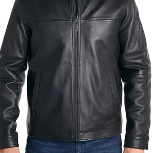 Veste en cuir professionnelle pour homme Clush 2026, style streetwear, avec logo frontal, en peau de mouton, col montant, vente chaude, OEM/ODM - Product Image 6