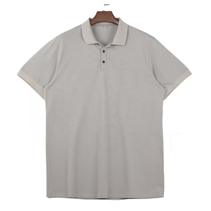 Polo de Manga Corta para Hombre, Color Sólido, Tejido de Punto, Estilo Casual, Largo Regular, Gris - Product Image 3