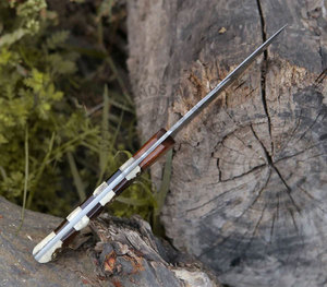 Couteau de chasse à lame fixe de 10 pouces en acier Damas fait main, tendance du moment, avec manche en bois de rose et bois de cerf - Product Image 5