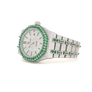 นาฬิกาข้อมือผู้ชายสุดหรู ดีไซน์คลาสสิก สายสตีล ประดับเพชร VVS มอยส์ซาไนต์ พร้อมเพชรสีเขียว ระบบจักรกล - Product Image 3