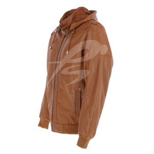 <b>Mens</b> Customized Real <b>Suede</b> Leather Retro Vintage Camel Zip Biker Racing <b>Jacket</b> Washed Nehru Collar - Product Image 2
