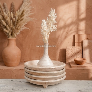 Antique Rustic Distressed White Wash Terracotta Clay Footed Handcrafted Earthenware <b>Ceramic</b> <b>Vase</b> Decorative Home Hotel Use 30cm - Product Image 4