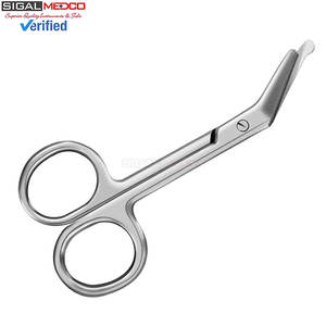 2 Tijeras Manuales para Ostomía, 4.3x2.1 Pulgadas, Curvas, de Acero Inoxidable Plateado, para Vendajes Quirúrgicos, Certificación CE, para Médicos - Product Image 2