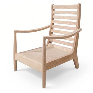 Solid <b>Wood</b> Lounge Chair Minimalist <b>Armchair</b> Slat Back Accent Chair with Foam and Cotton Liner for Living Room Patio Resort Hotel - Product Image 1