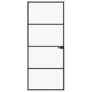 Porte de séparation intérieure mince en aluminium et verre trempé noir de 32.7 po x 79.3 po - Product Image 3