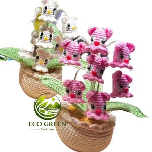 Tulipe en crochet faite à la main, plante en pot, fleur en fil tricoté, mini décoration de bureau à domicile, cadeau pour la Saint-Valentin, la fête des mères - Product Image 5