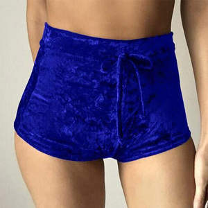 Shorts de terciopelo dorados holgados y sexys para mujer, con cordón, transpirables, ideales para discoteca. - Product Image 4
