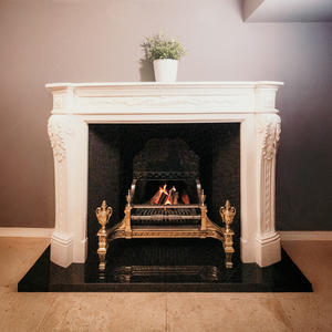 Cheminée en marbre blanc, cadre moderne classique, support en pilier, autoportante, taille personnalisée, salon, fabrication artisanale, garantie 5 ans - Product Image 3