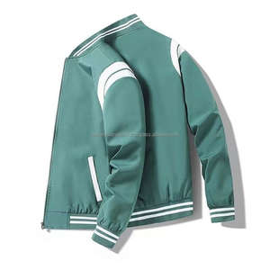 Chaqueta de Microfelpa de Alta Calidad con Bordado de Béisbol, Estilo Universitario, Cuello Alto, Cierre de Cremallera para Hombre - Product Image 4