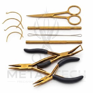 Kit Profesional de Herramientas para Extensiones de Cabello de Acero Inoxidable, Alicates de Anillo Micro, Aguja de Gancho, Tijeras, Estuche con Cierre Negro, Uso en Salón - Product Image 5