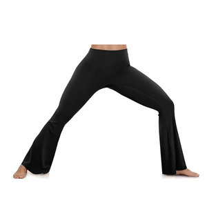 Pantalon de yoga évasé pour femme, vente en gros, leggings à jambe large croisée, doux, taille haute, pour l'entraînement, décontracté, coupe boot-cut, pour la gym - Product Image 4