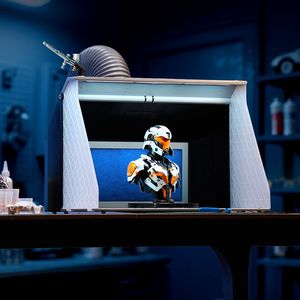 Kit de cabine de peinture aérographe portable pour loisirs, 21,5 x 18,7 x 14,6 pouces, avec deux ventilateurs et 3 lumières LED - Product Image 2