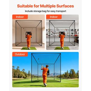 Jaula de bateo para entrenamiento de golf de 10 x 10 x 10 pies con base de 9 orificios y objetivo, jaulas de golpeo de poliéster sin nudos de 3 capas - Product Image 6
