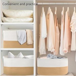 Customised Hot Selling Cotton Rope Organizer Storage <b>Baskets</b> Bins Decorative <b>Woven</b> <b>Basket</b> With Handles - Product Image 3