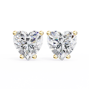 Clásicos pendientes de oro de 18 quilates con diamantes cultivados en laboratorio de 1 quilate cada uno, corte corazón de 4 puntas, E VS, certificados por IGI, ideales para regalo, fiestas y aniversarios. - Product Image 1