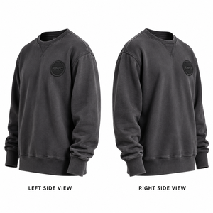 Sweat-shirt col rond surdimensionné personnalisé en molleton brossé épais, couleur anthracite délavée, avec logo brodé 3D ton sur ton, OEM, marque privée - Product Image 4