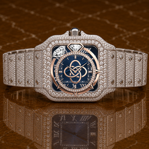 Montre chronographe analogique de luxe pour homme en acier inoxydable avec pierres Moissanite Premium VVS et bracelet de 20 mm - Product Image 1