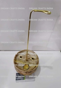 Wooden Brass Tower Charcoal Incense Burner Modern Tea Light Stand Holder For Aromatic <b>Diffuser</b> Home Incense <b>Stick</b> Burner Holder - Product Image 2