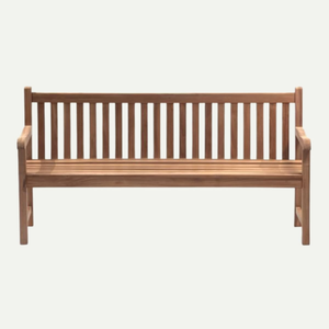 Banc de jardin classique en teck massif 3 places avec dossier à lattes verticales - Product Image 1