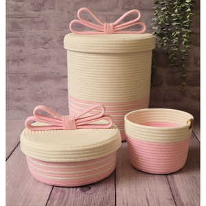 Cesta de almacenamiento de cuerda de algodón con tapa, organizador tejido con tapa de lazo para juguetes, decoración del hogar y guardería, para Ramadán - Product Image 6