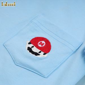 T-shirt bleu de luxe personnalisé en gros avec autocollant Mario, fabriqué en coton 100% à manches longues décontracté pour bébés garçons - BB3494 - Product Image 3