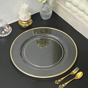 Platos de Cristal Transparentes de Alta Calidad con Borde Dorado y Grabado Sostenible para Bodas y Eventos - Product Image 6